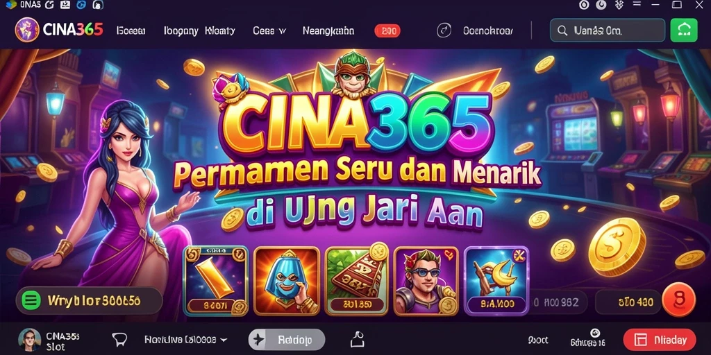 Screenshot gameplay CINA365 menampilkan mesin slot yang penuh warna.