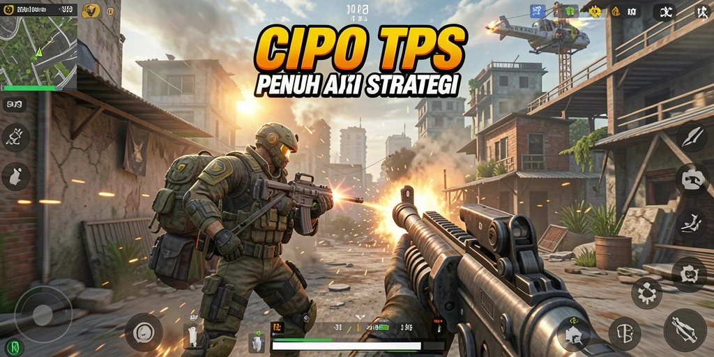 Screenshot menunjukkan aksi seru dalam game TPS CIPOK.