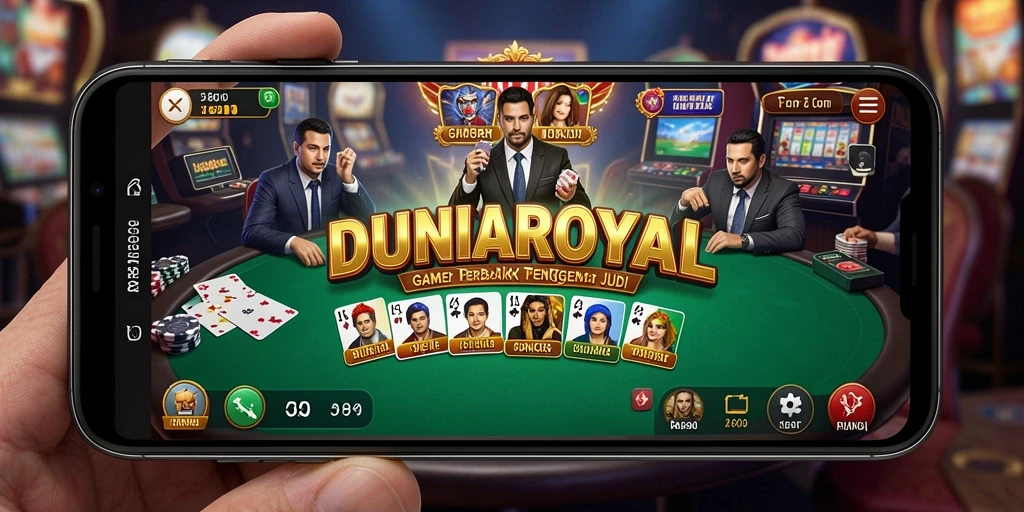 Screenshot gameplay Poker DUNIAROYAL yang menampilkan suasana kompetitif.