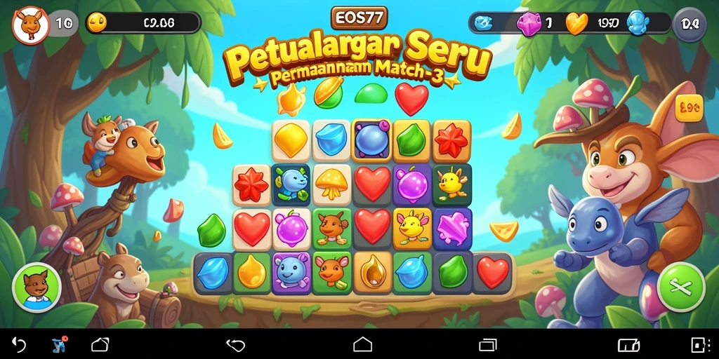 Tampilan gameplay seru dari EOS77 dengan keindahan grafis Match-3.