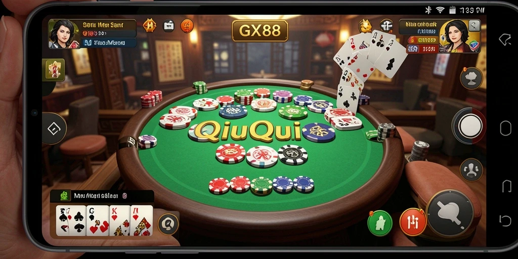 Tampilan aksi seru dalam permainan QiuQiu GX88.
