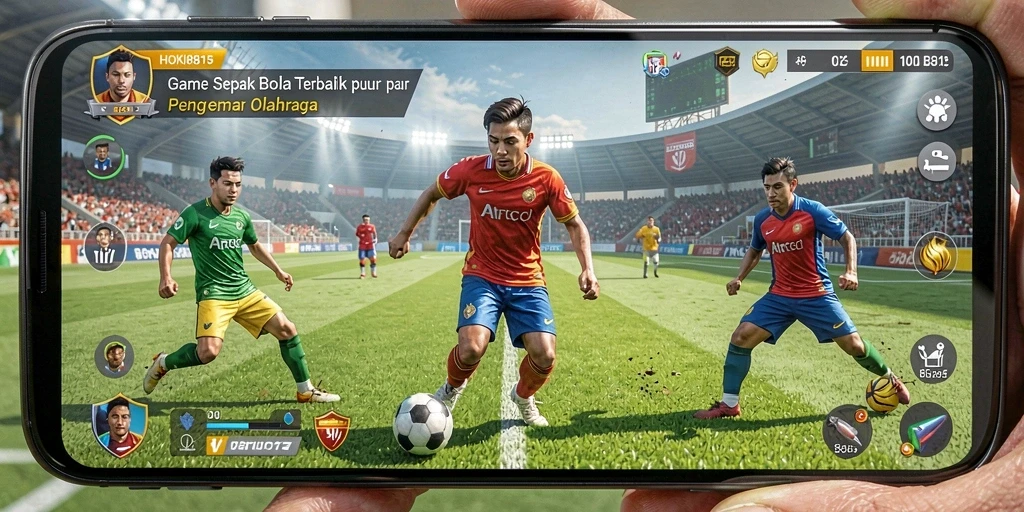 Tampilan gameplay HOKI8815 yang penuh aksi di lapangan sepak bola.