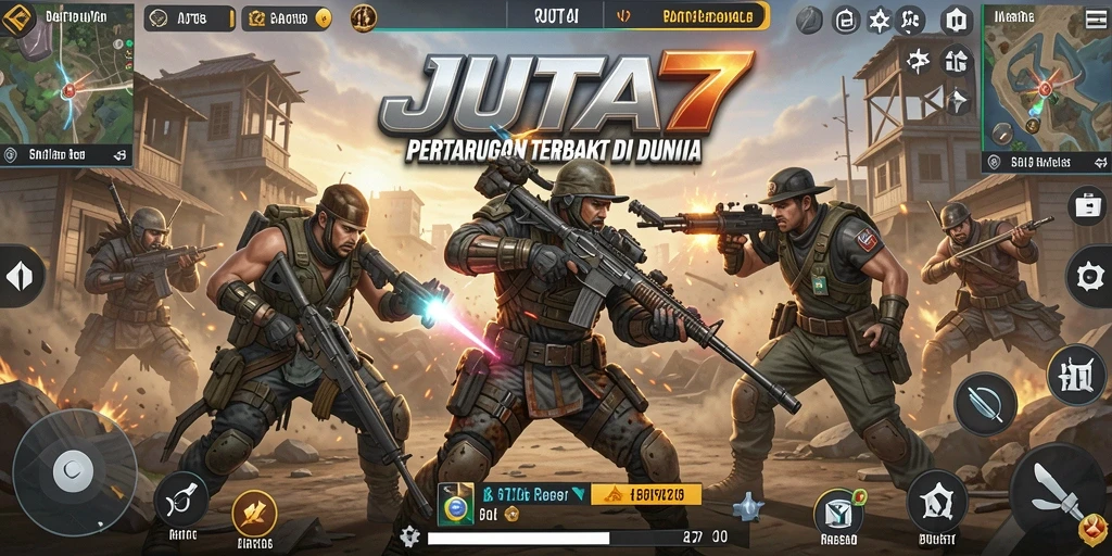 Tampilan utama gameplay JUTA7 yang intens dan penuh aksi.