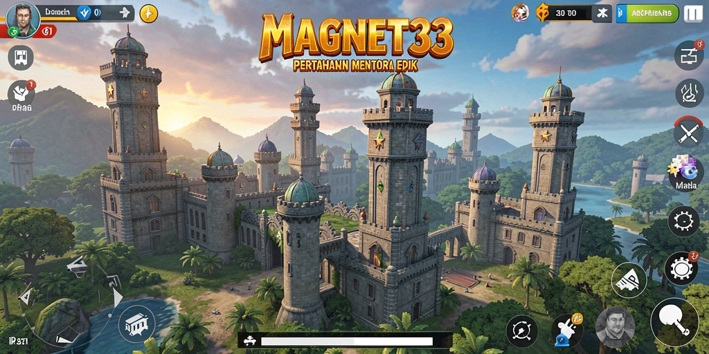 Tampilan gameplay Tower Defense yang mendebarkan di MAGNET33.