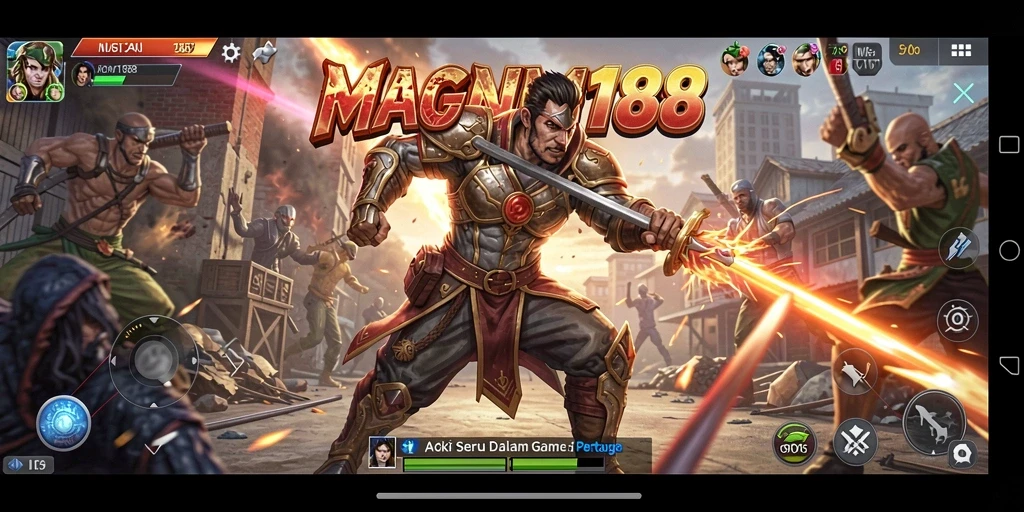 Screenshot gameplay MAGNUM188 menampilkan aksi pertarungan yang intens.