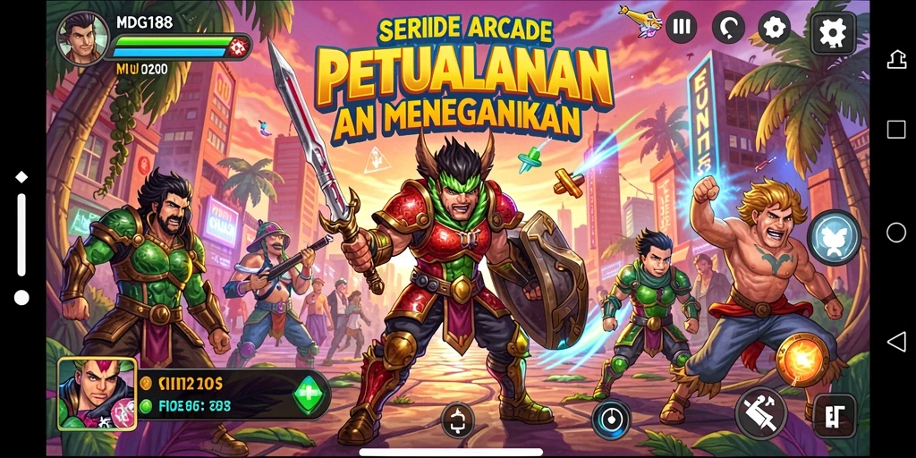 Screenshot gameplay MDG188 menampilkan aksi seru di level Arcade.