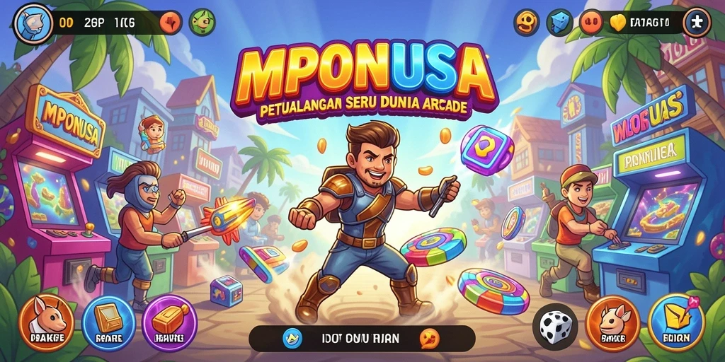 Tampilan gameplay seru MPONUSA yang menantang dan penuh warna.