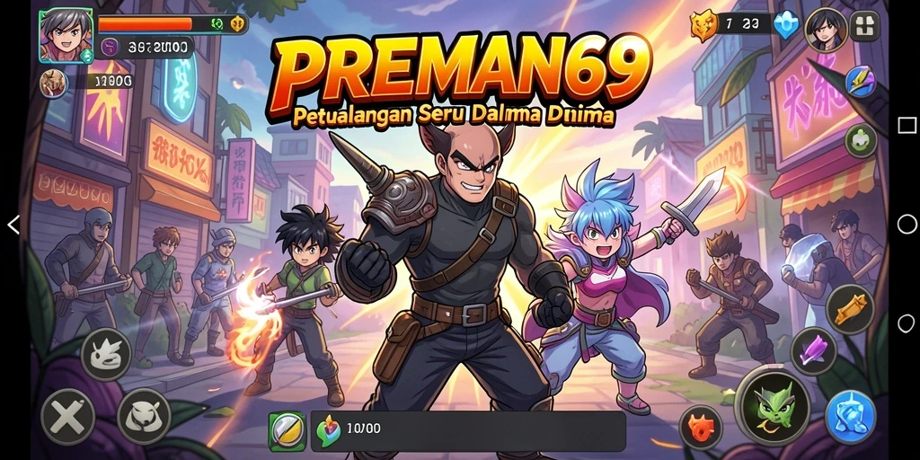 Screenshot gameplay PREMAN69 menampilkan pertarungan epik dalam dunia anime.