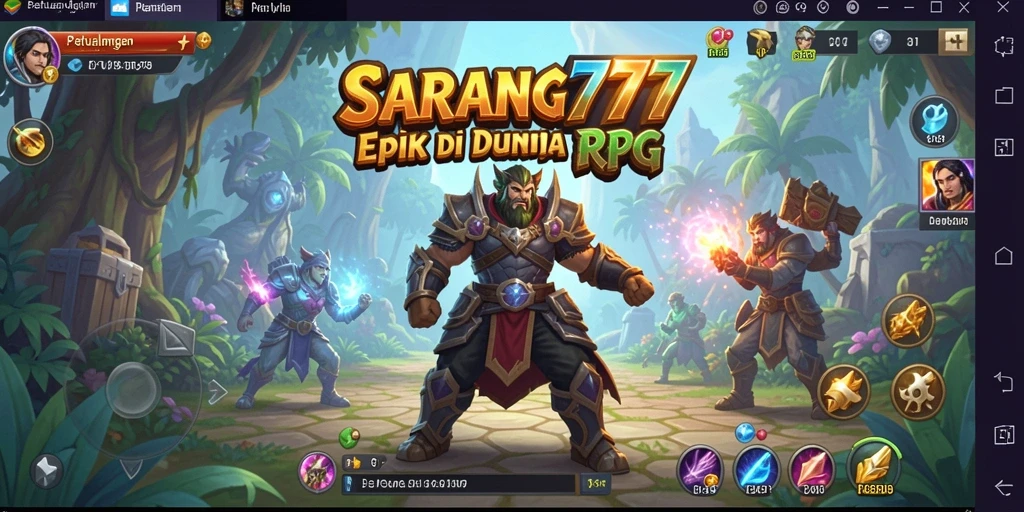 Tampilan gameplay yang dinamis dalam SARANG777 dengan karakter dan monster yang menawan.