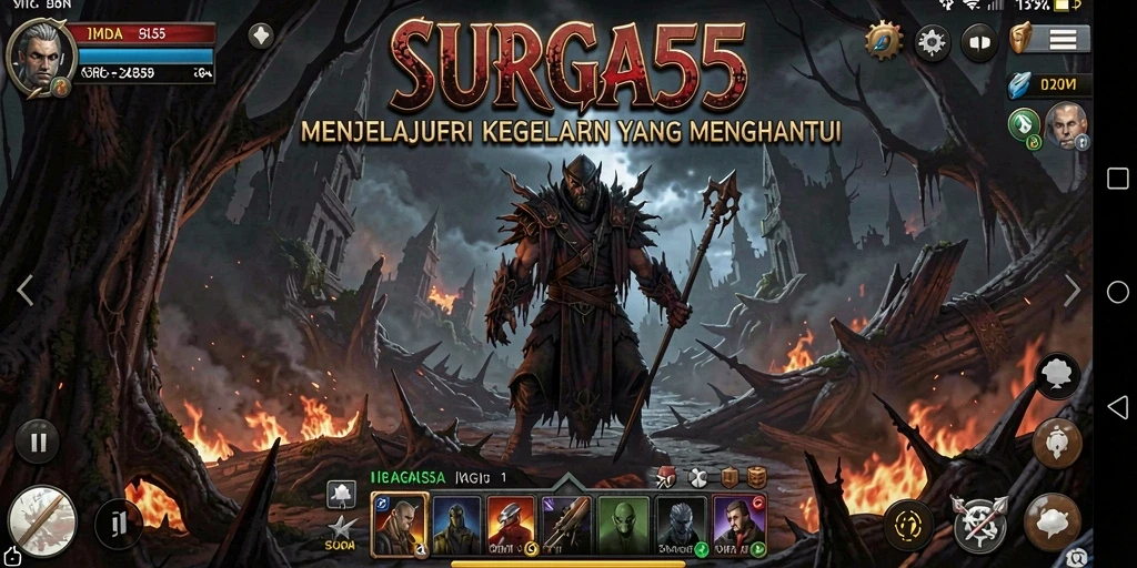 Menampilkan suasana menyeramkan dalam gameplay SURGA55.