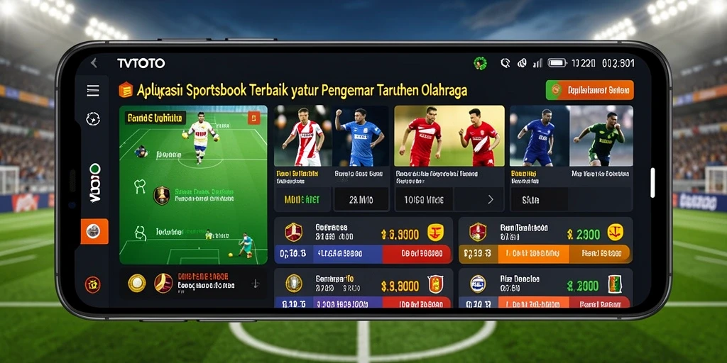 Tampilan antarmuka pengguna aplikasi TVTOTO dalam taruhan olahraga.