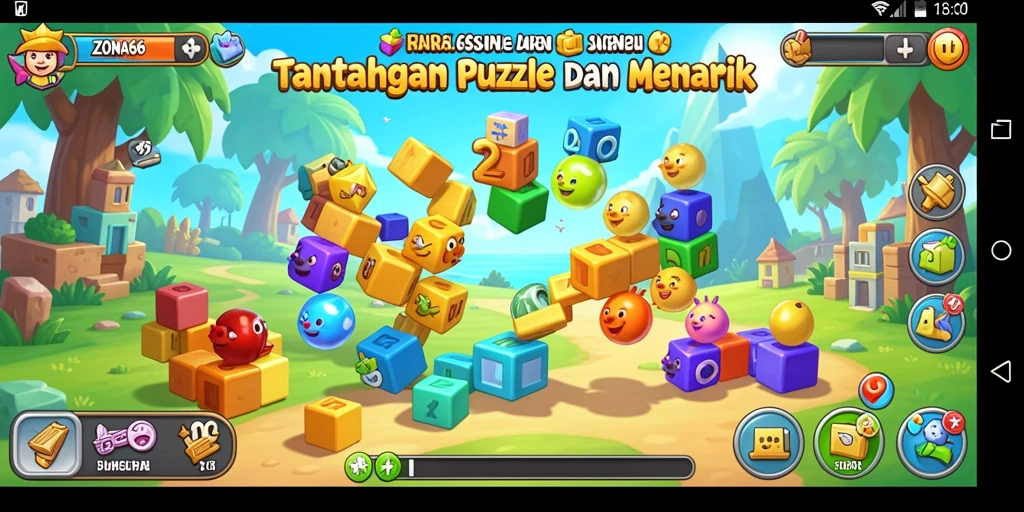 Tampilan menarik dari gameplay puzzle ZONA66.